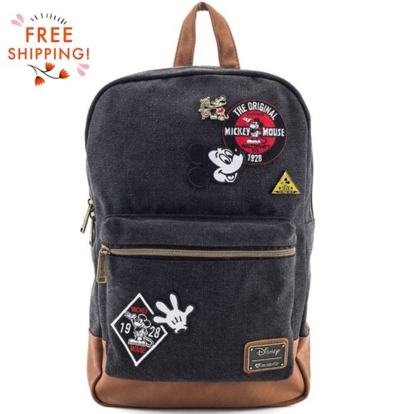 Loungefly Handbags - Loungefly Disney Mickey Patches Denim Backpack